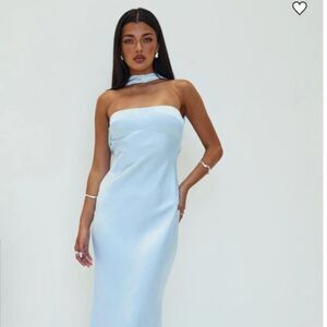 NWT Princess Polly Icy Blue Strapless Gown Size 2 | Coastal Luxury Eventwear